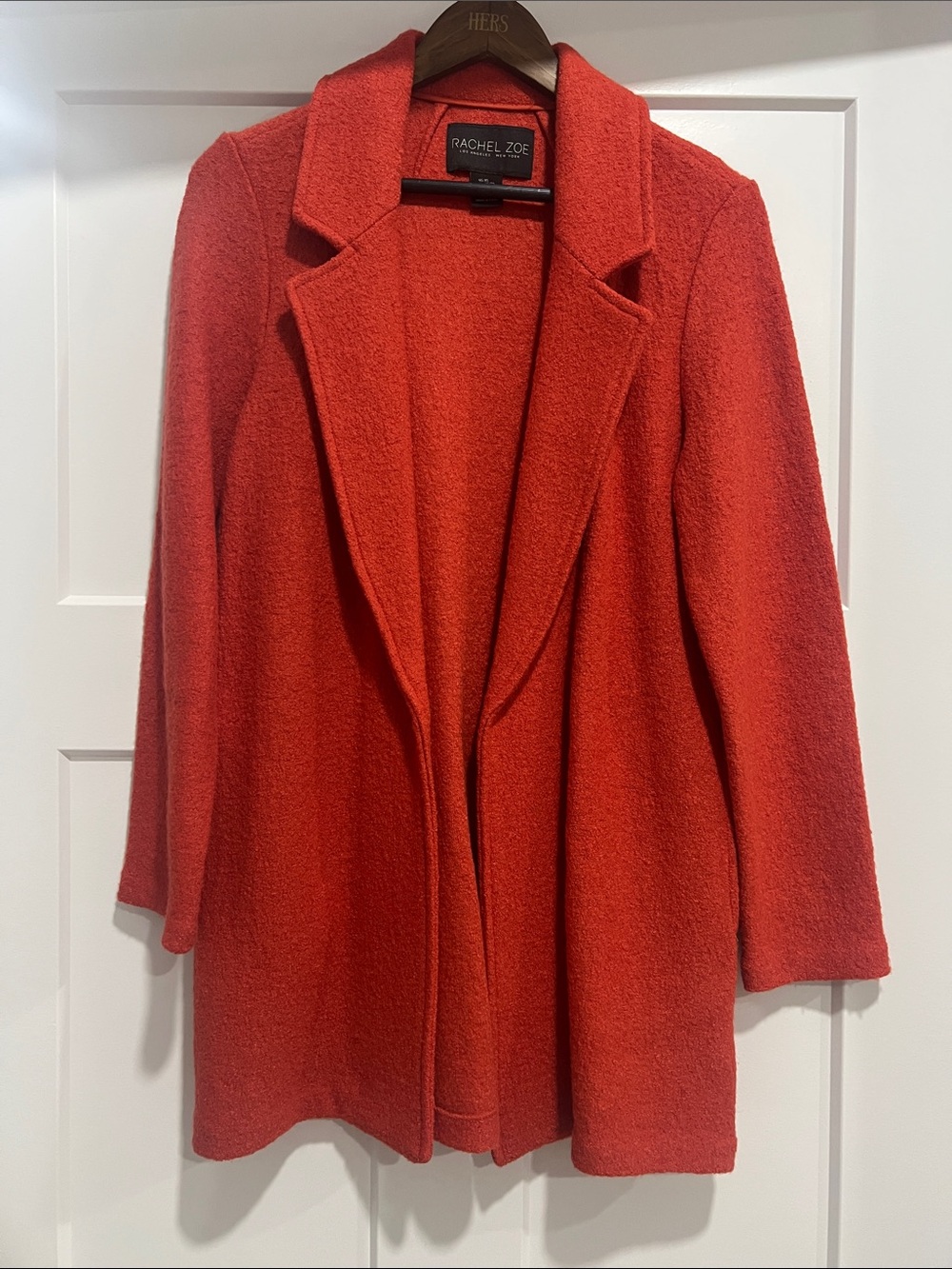 Rachel Zoe Open-Front Red Wool-Blend Coat